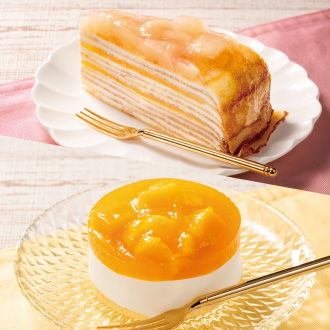 果実を食べる 白桃ミルクレープ／マンゴーヨーグルト
