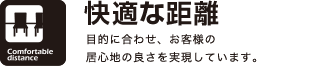 快適な距離
目的に合わせ、お客様の居心地の良さを実現しています。